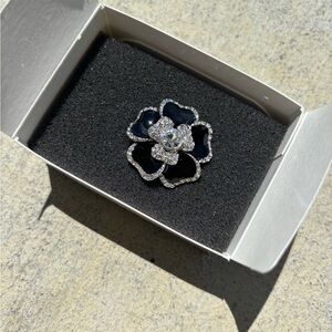 Lia Sophia Black and Silver Flower Ring